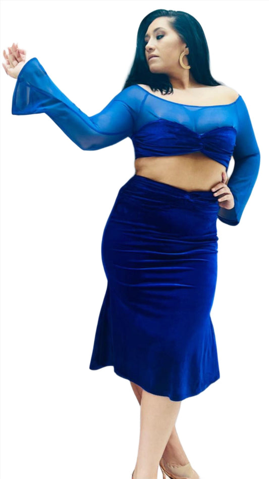 “Royalty” velvet skirt set