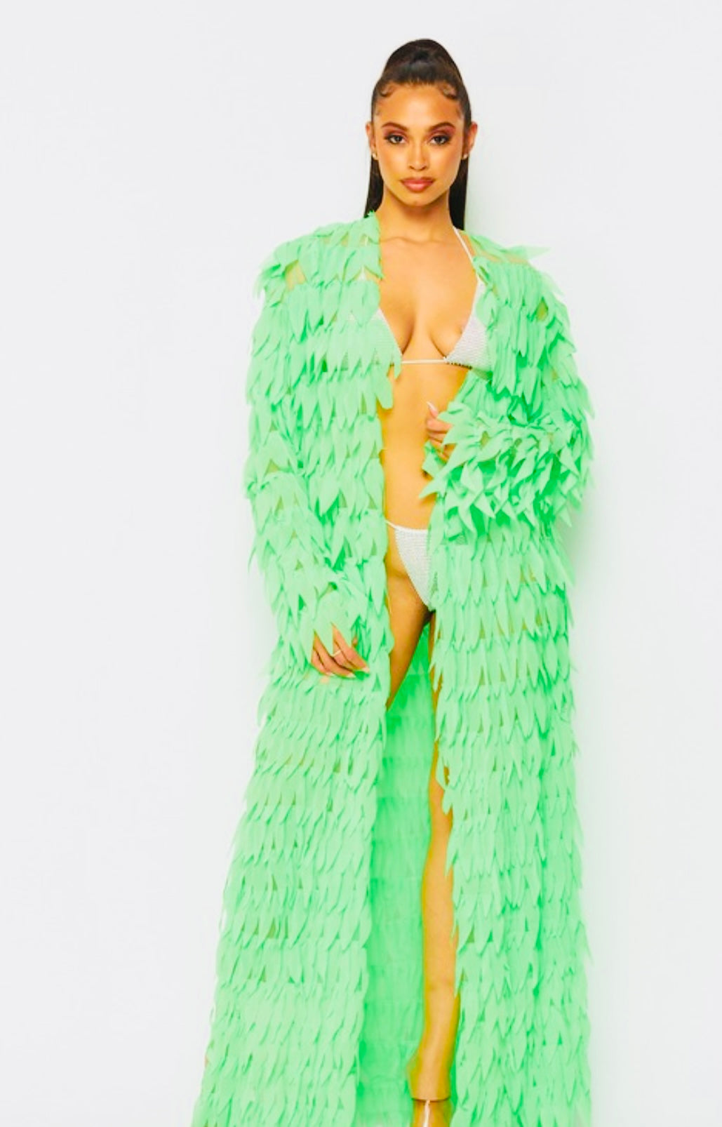"All Over Frills" mesh cardigan