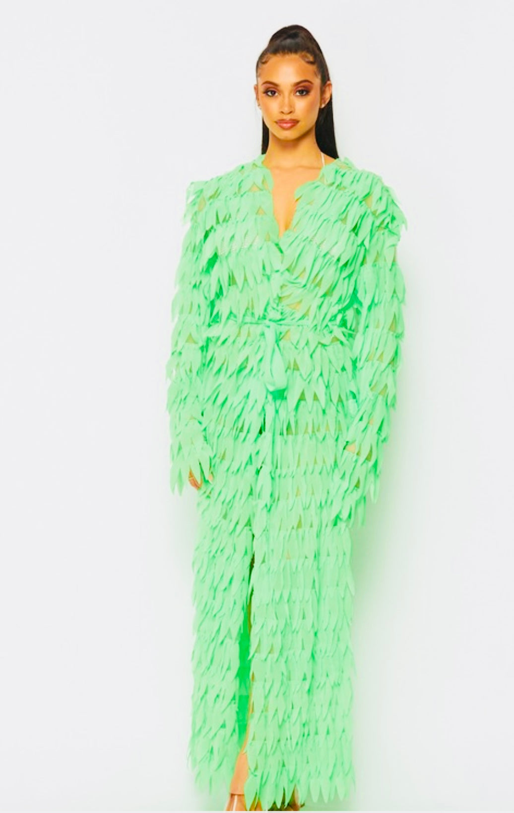 "All Over Frills" mesh cardigan