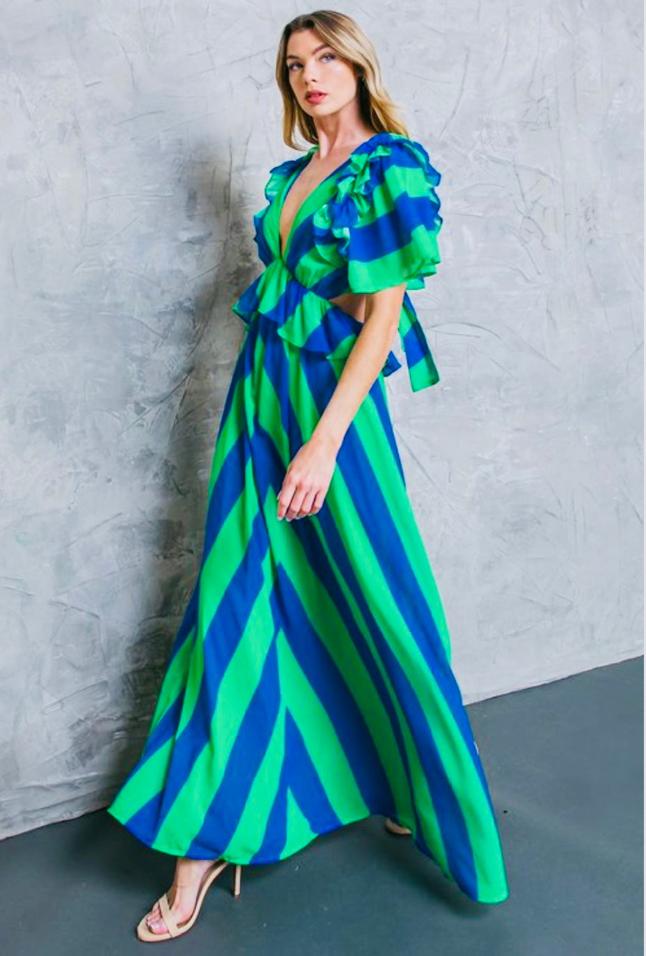 Striped cutout maxi dress