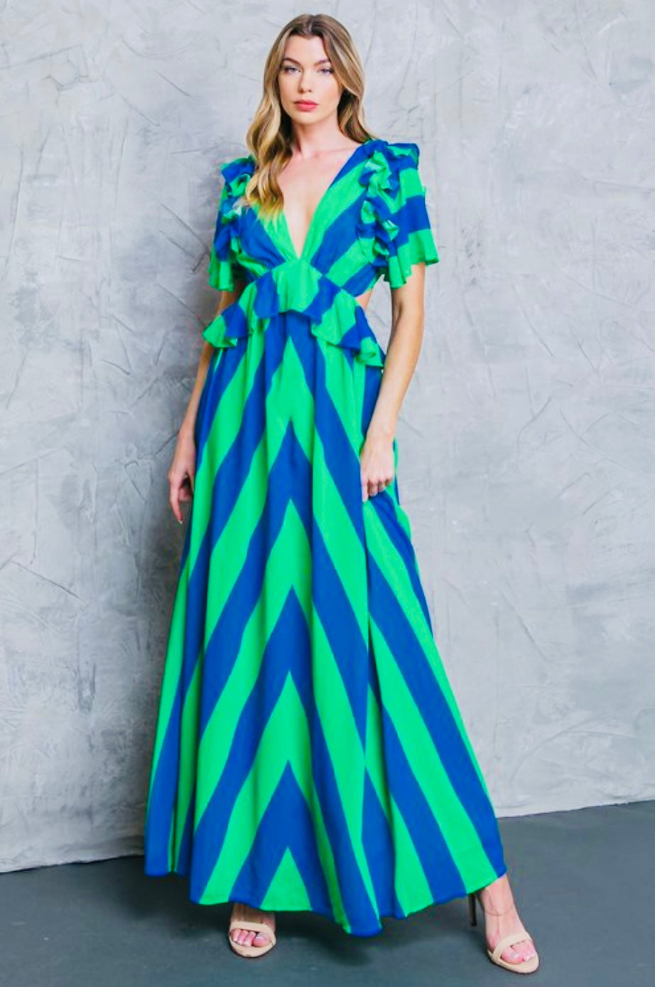 Striped cutout maxi dress