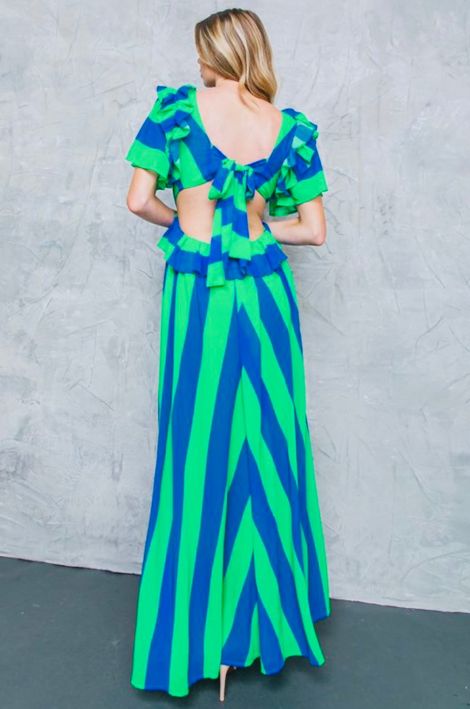 Striped cutout maxi dress