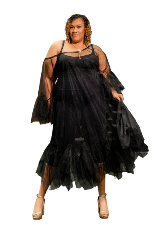 Mesh overlay dress