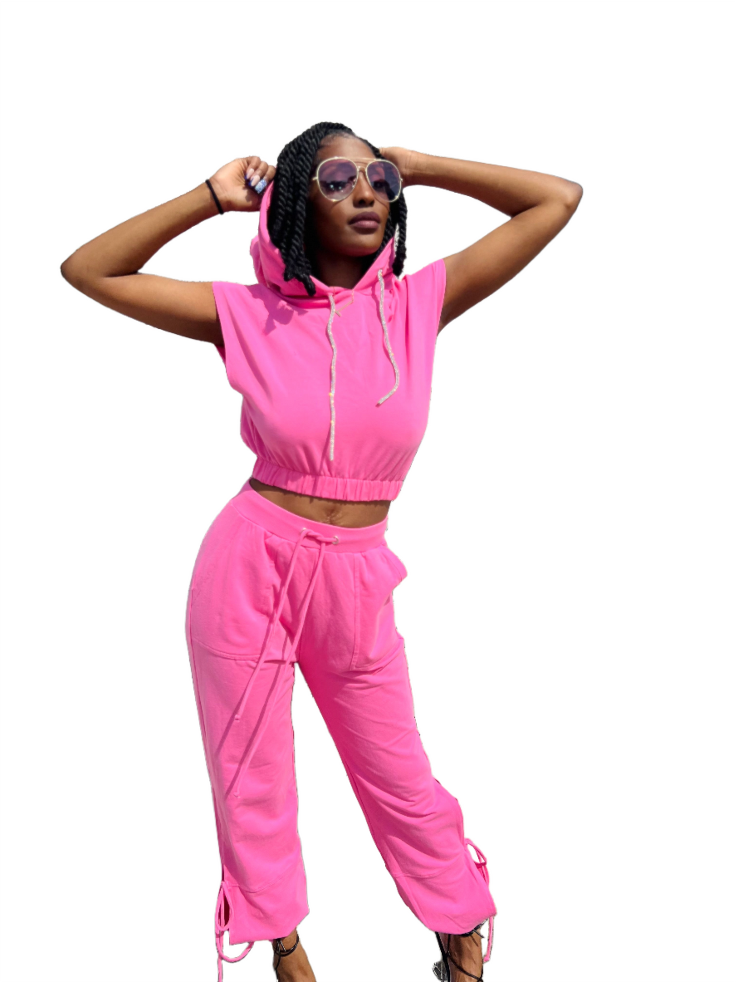 Rhinestone hoodie jogger set