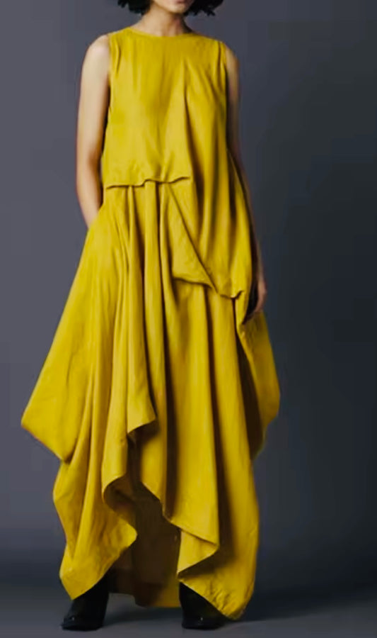 Crew neck multi layered maxi dress