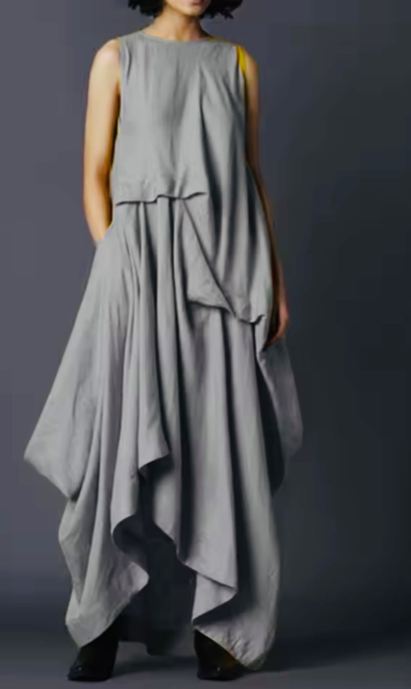 Crew neck multi layered maxi dress