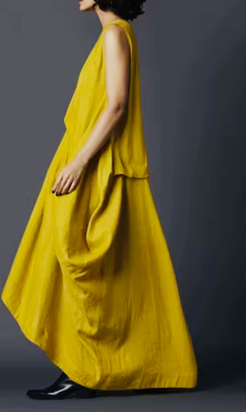 Crew neck multi layered maxi dress