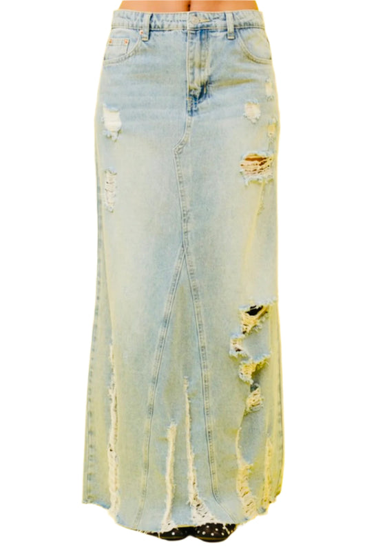 Denim maxi skirt