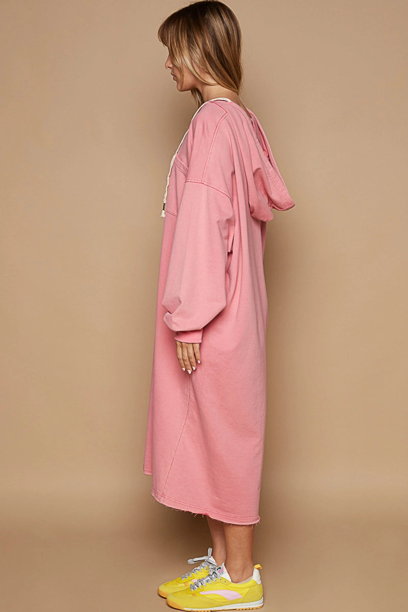 V neck hoodie dress