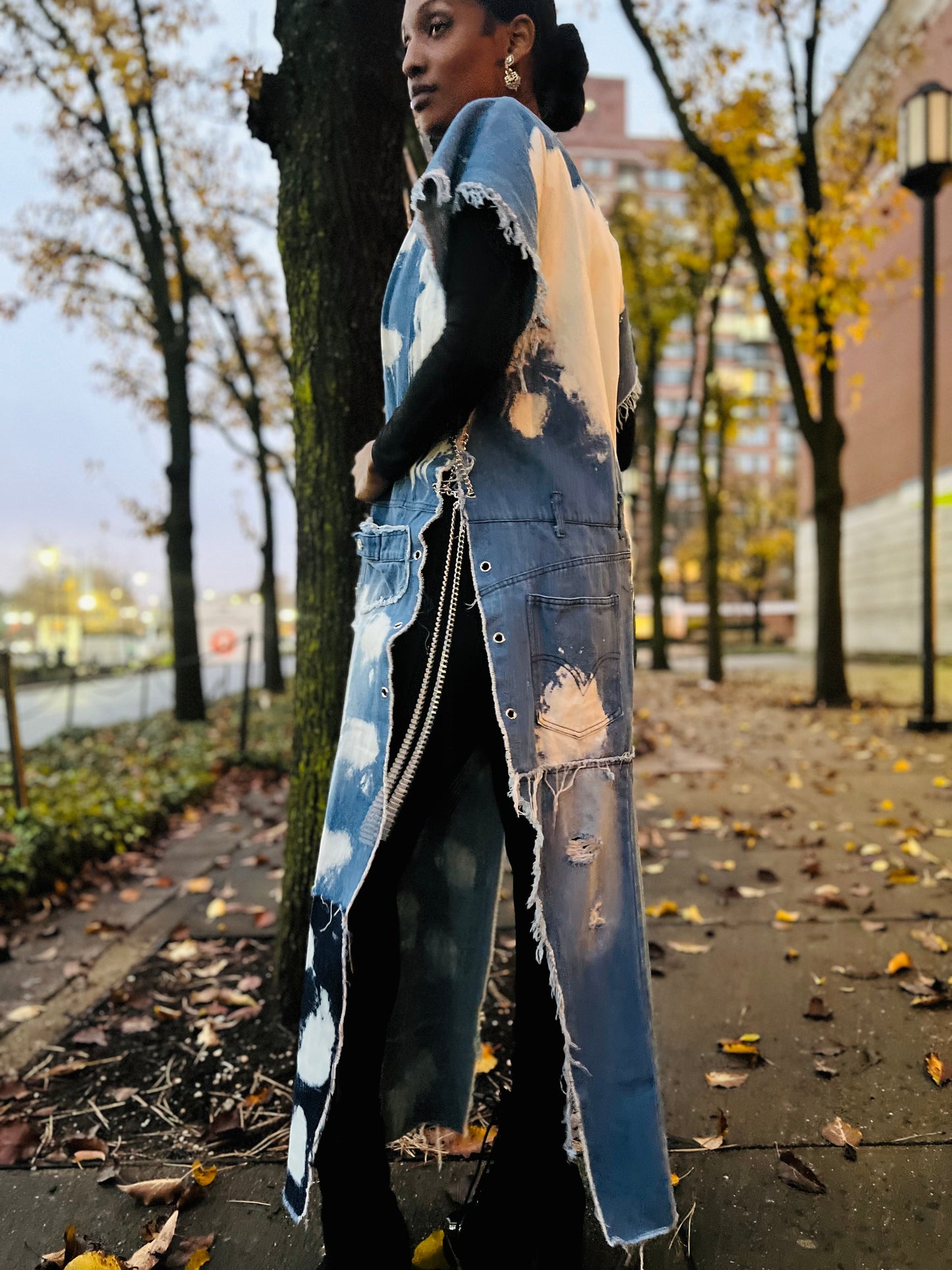 Denim distressed vest