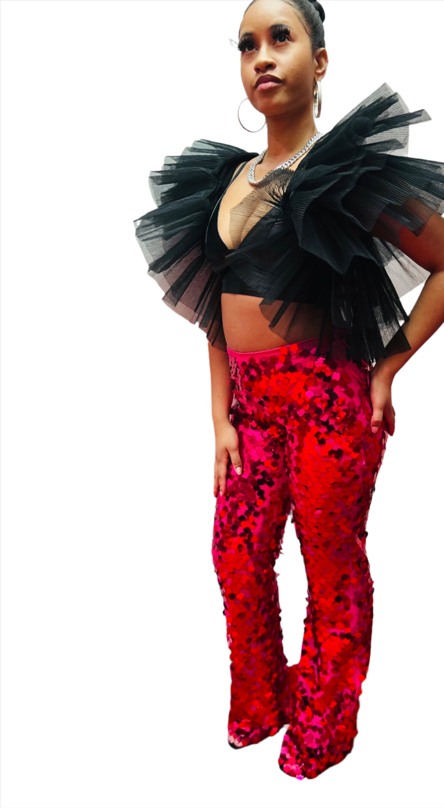 Iridescent sequin pants