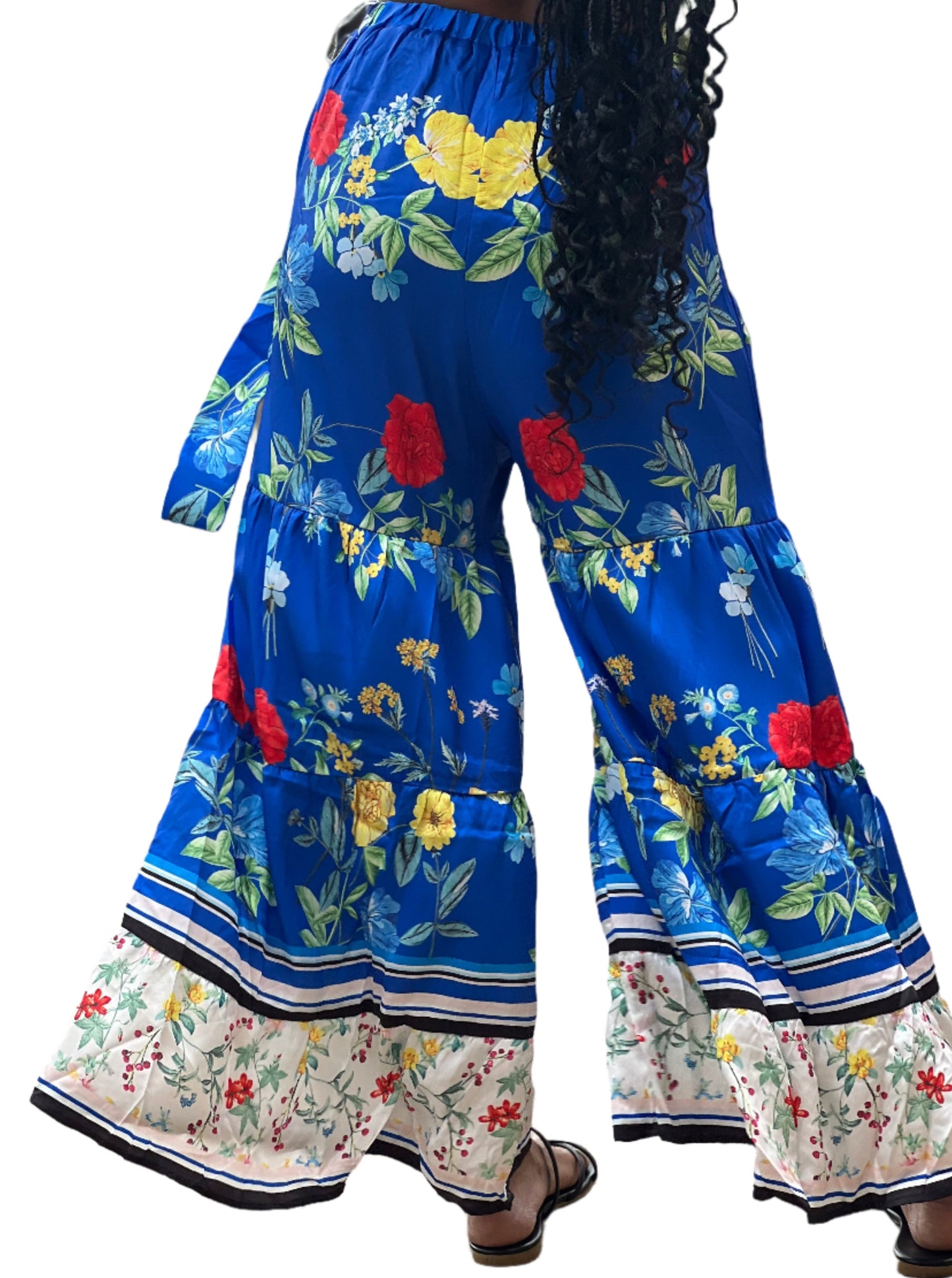 Floral contrast pants set