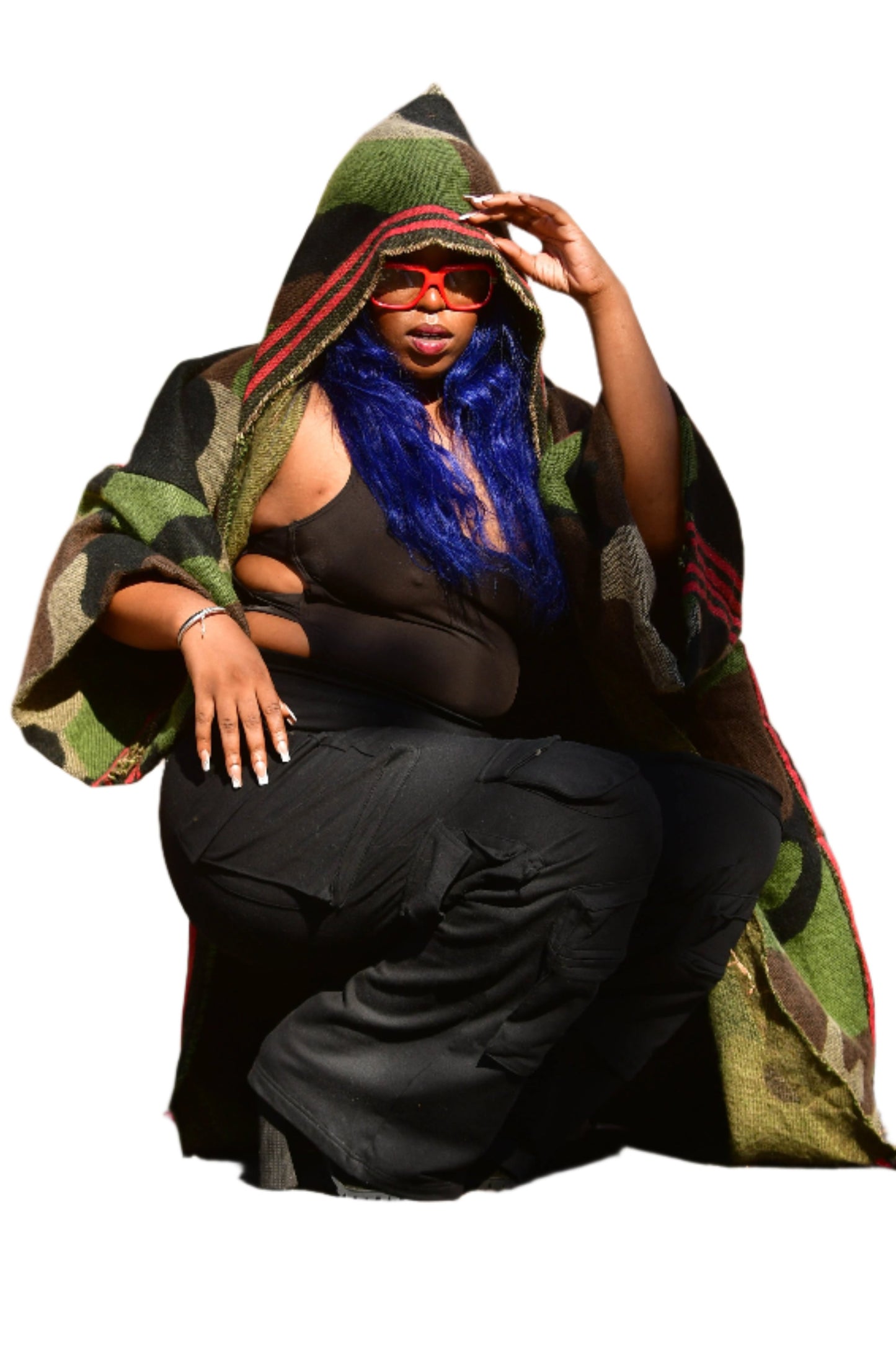 Camouflage hooded cardigan