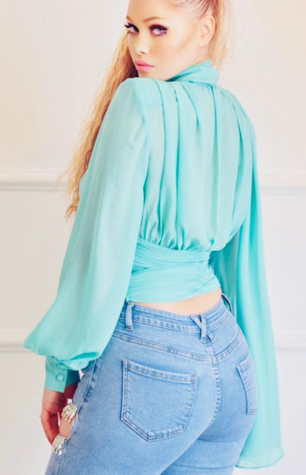 Chiffon tie neck top