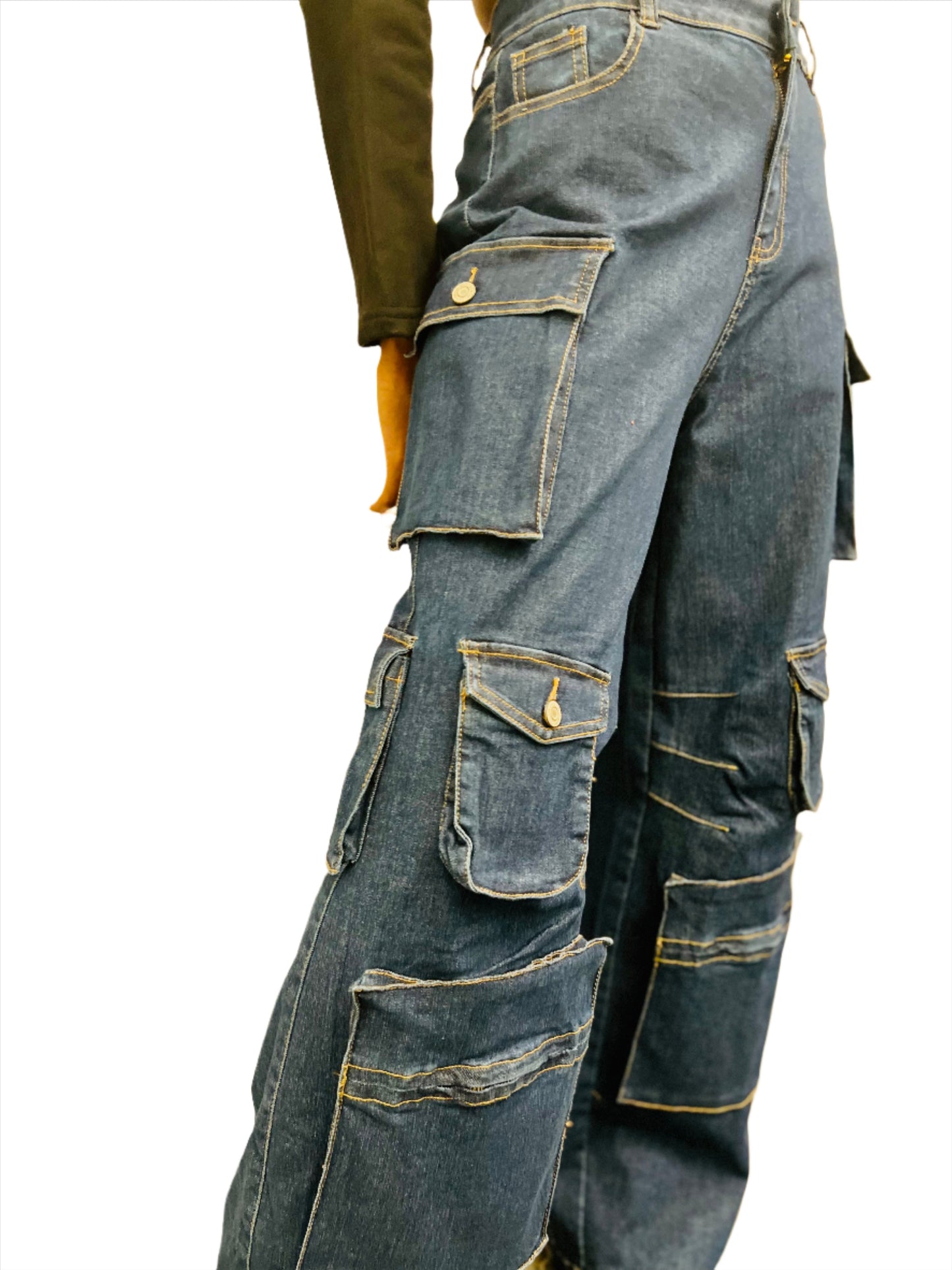 Denim cargo pants
