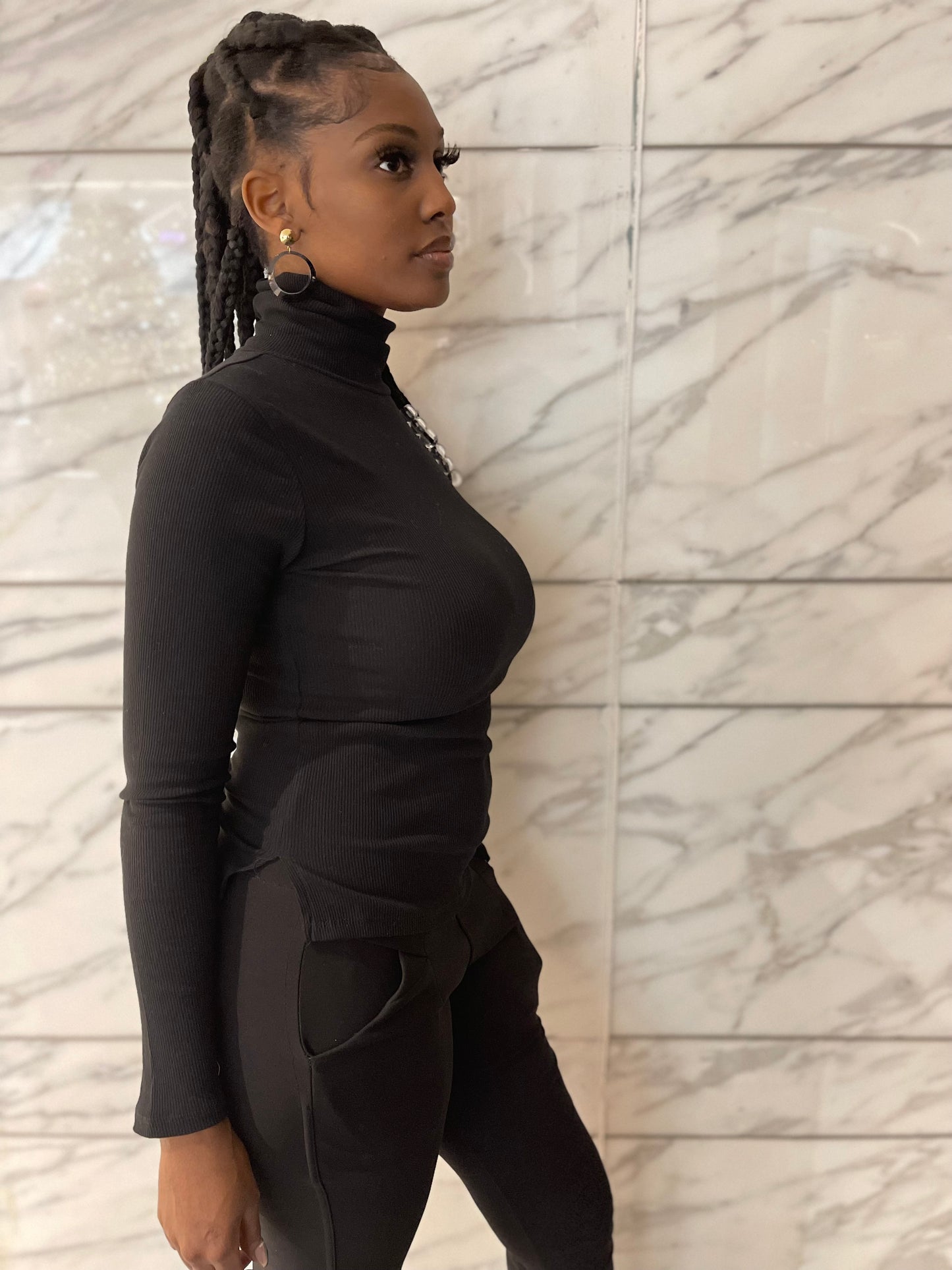 Ribbed turtleneck top