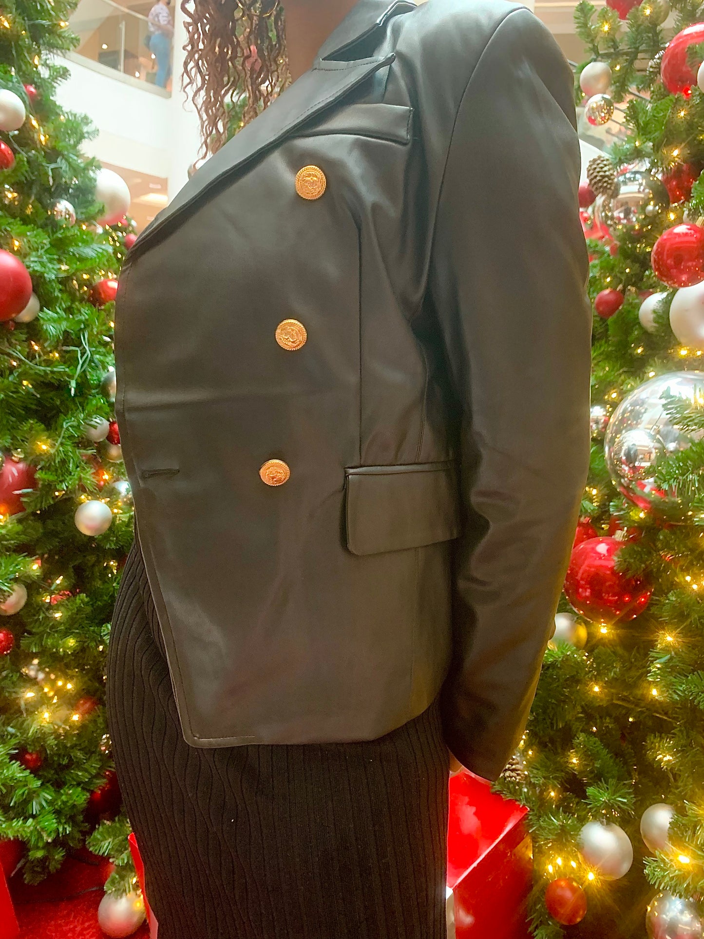 PU leather blazer