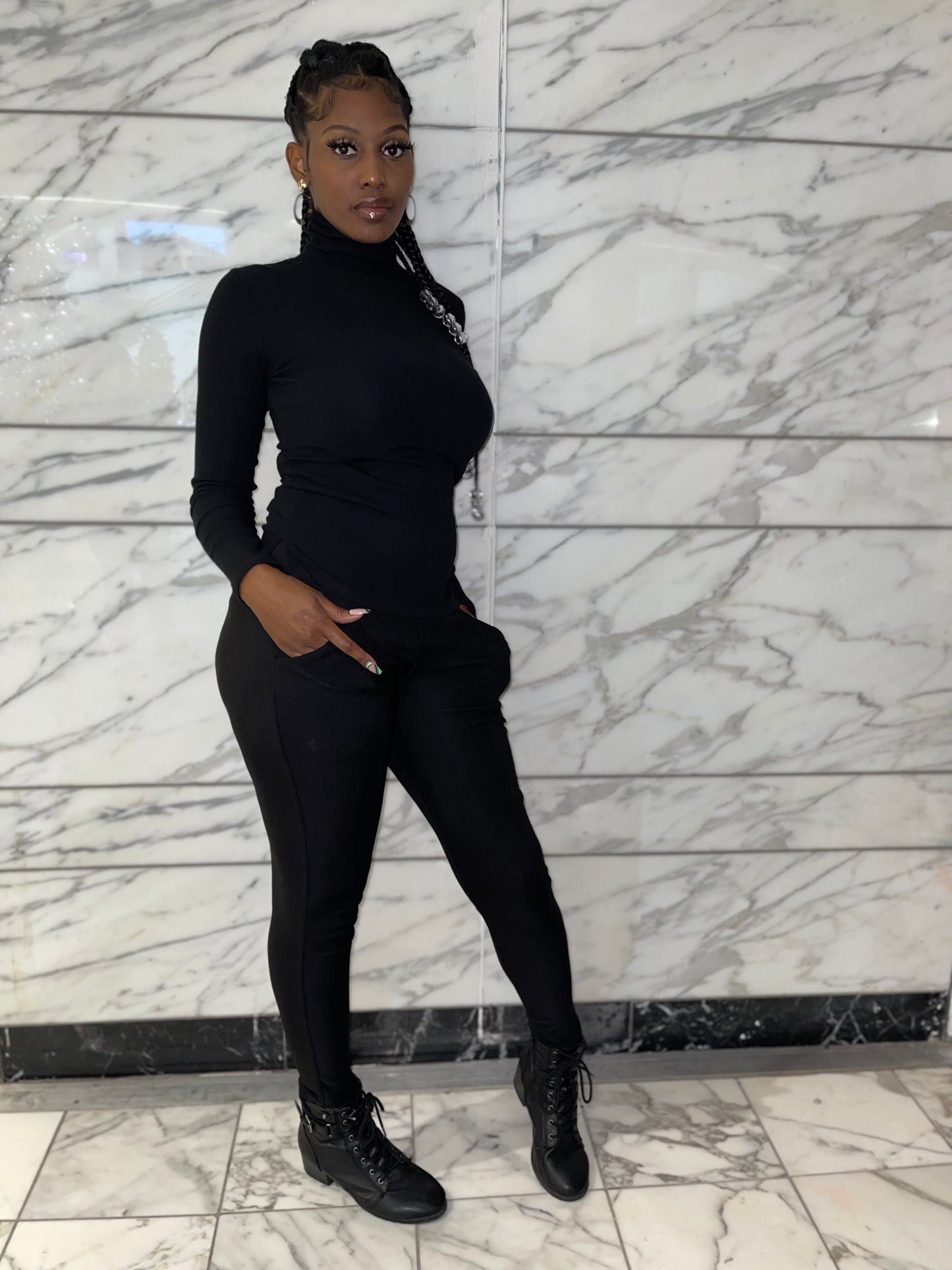 Ribbed turtleneck top