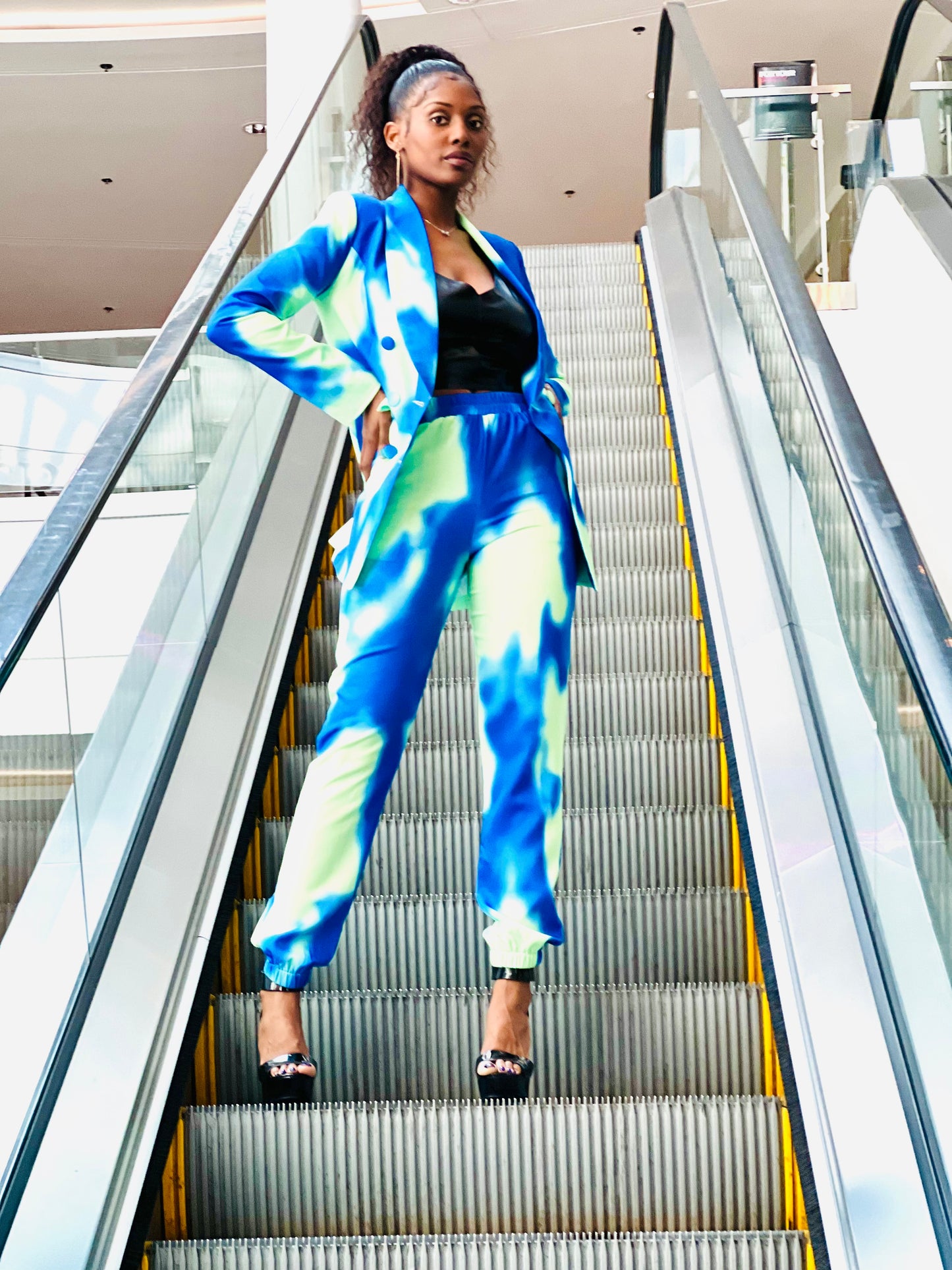 Tie dye pants suit