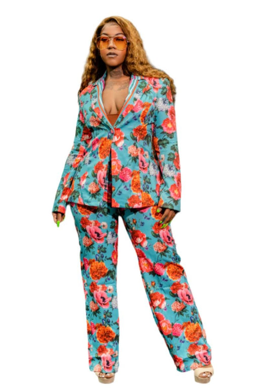 Floral print suit