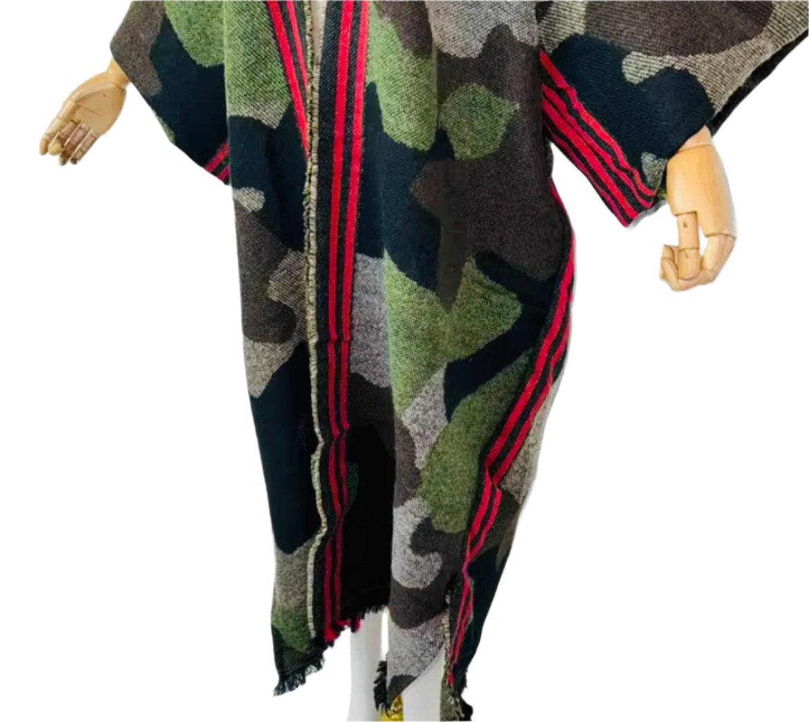 Camouflage hooded cardigan