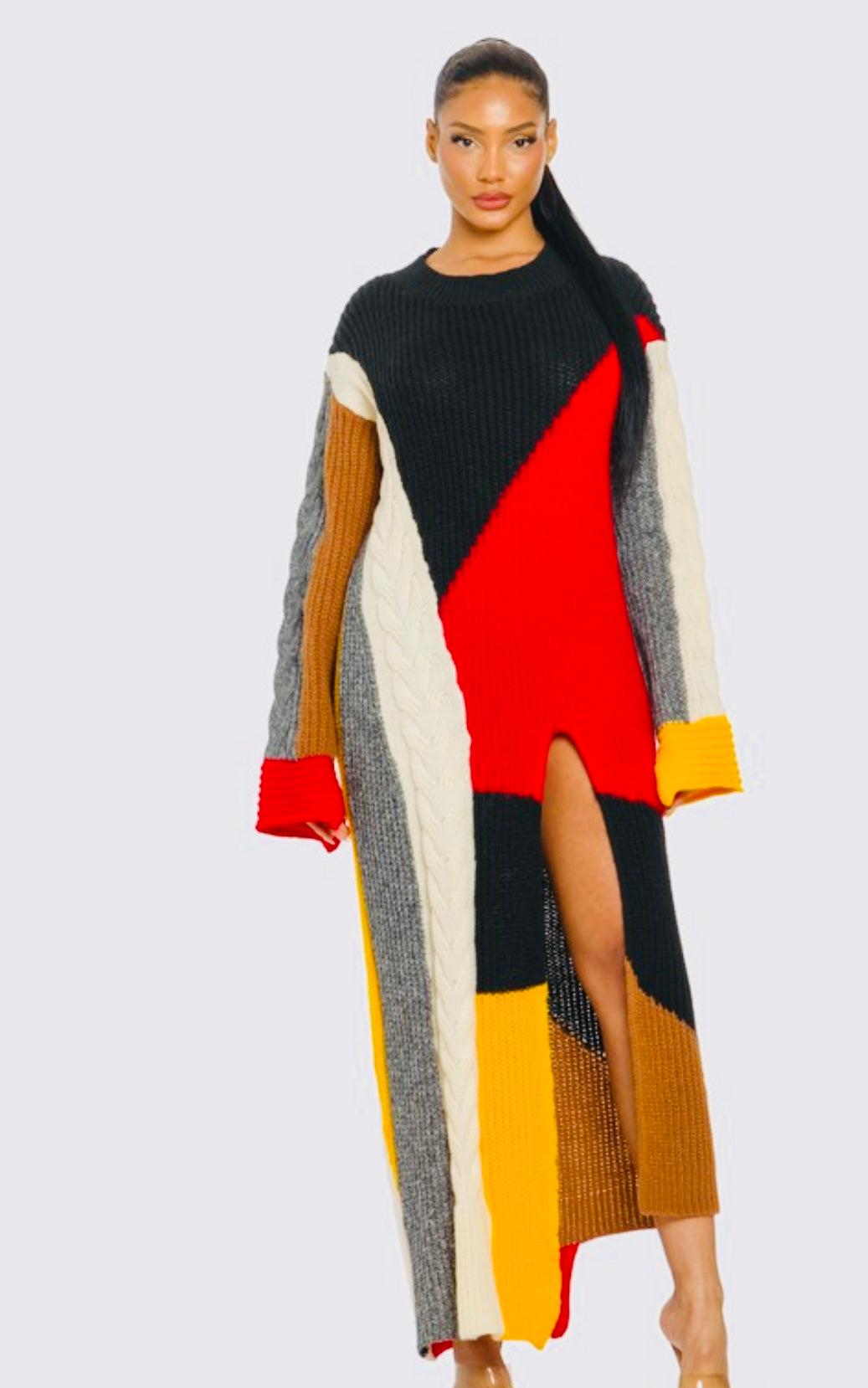 Colorblock sweater dress