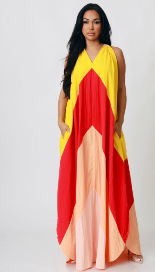 Color block maxi dress
