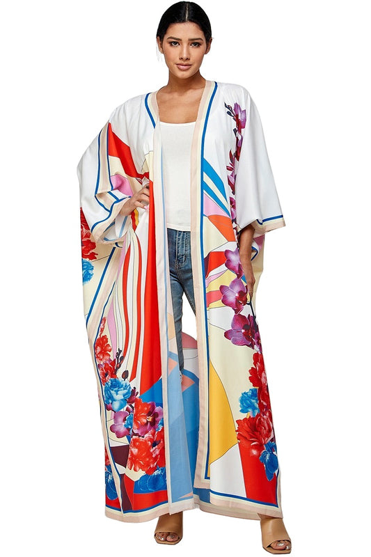 Mixed print kimono