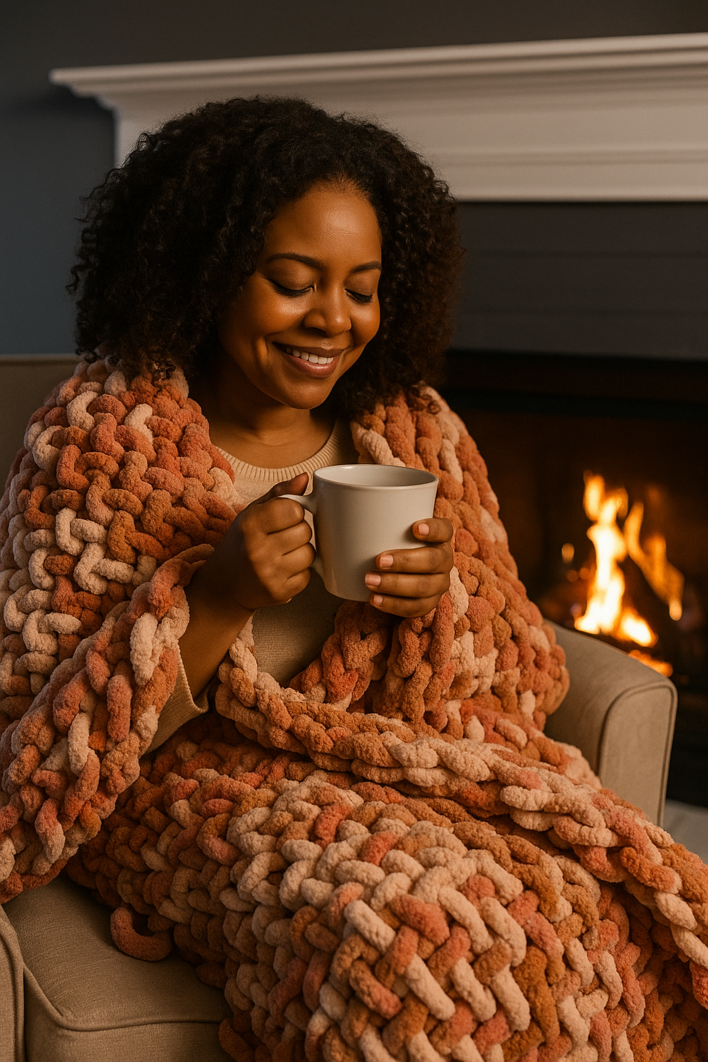 Hand knit blanket