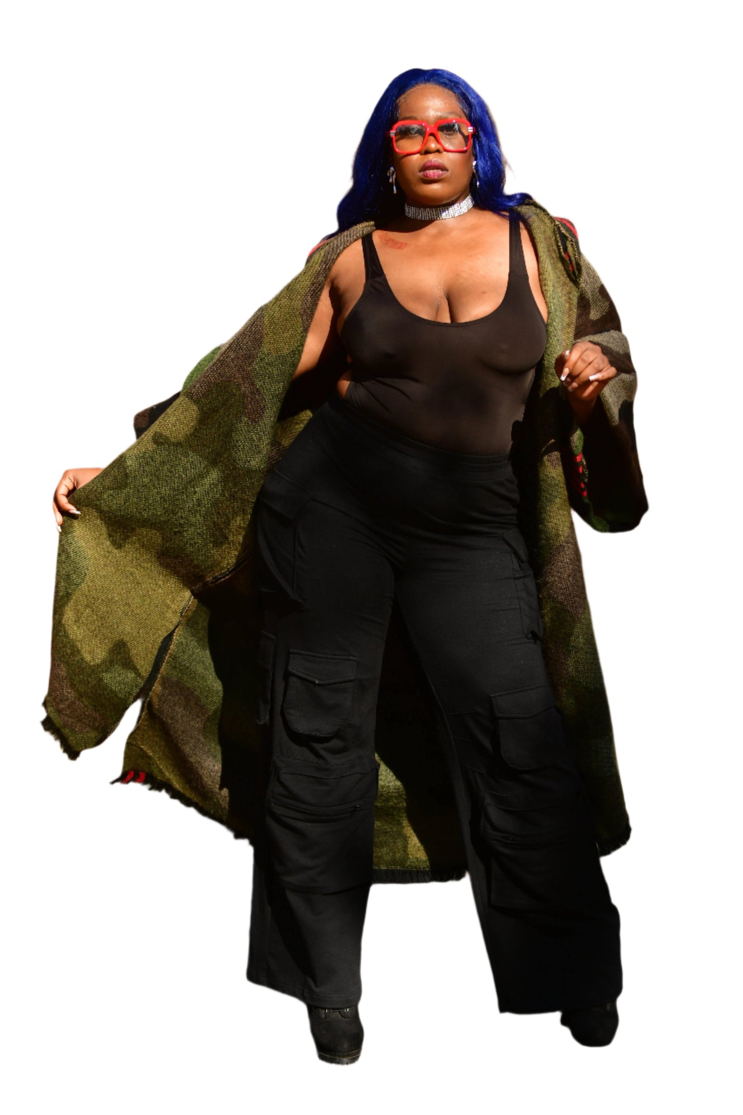 Camouflage hooded cardigan