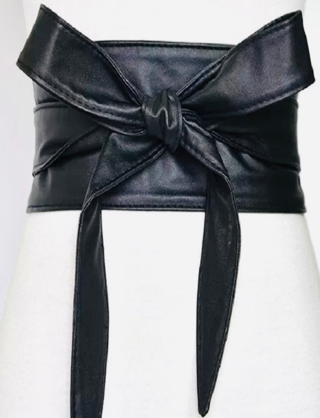 Vegan leather wrap belt